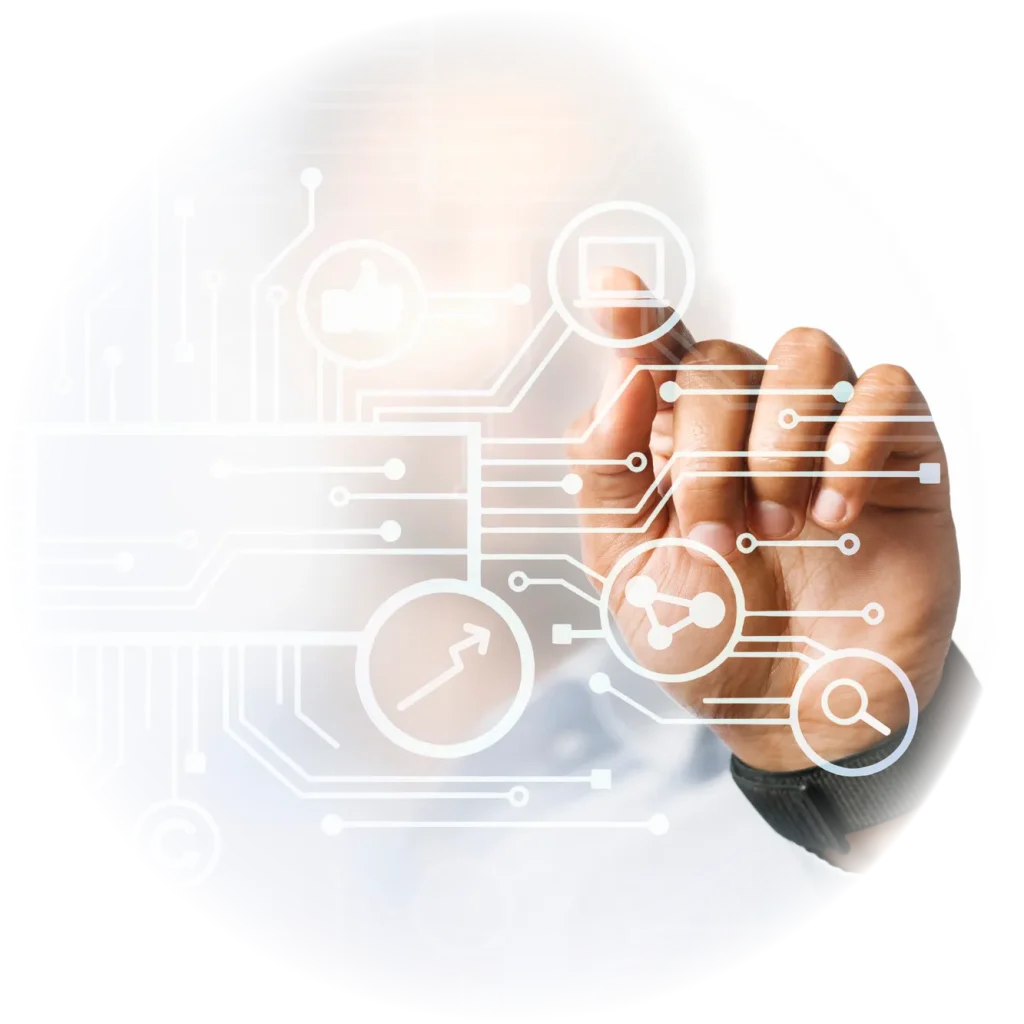 mano señalando medios digitales